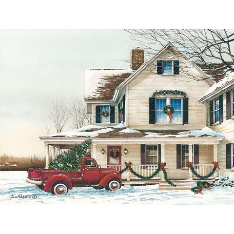 Preparing for Christmas  Black Modern Wood Framed Art Print with Double Matting by Rossini, John