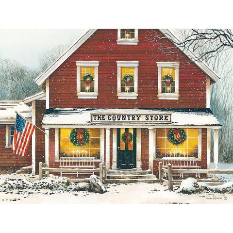 Country Christmas White Modern Wood Framed Art Print by Rossini, John