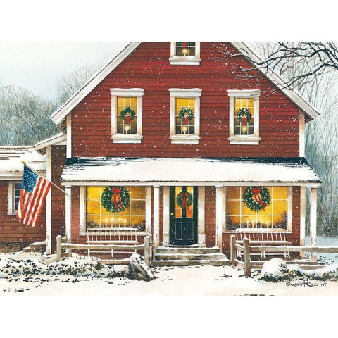 Country Christmas White Modern Wood Framed Art Print by Rossini, John