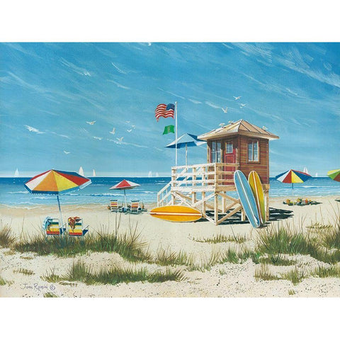 Beach Colors White Modern Wood Framed Art Print by Rossini, John