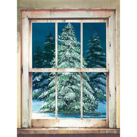 Holiday Window Black Modern Wood Framed Art Print with Double Matting by Rossini, John