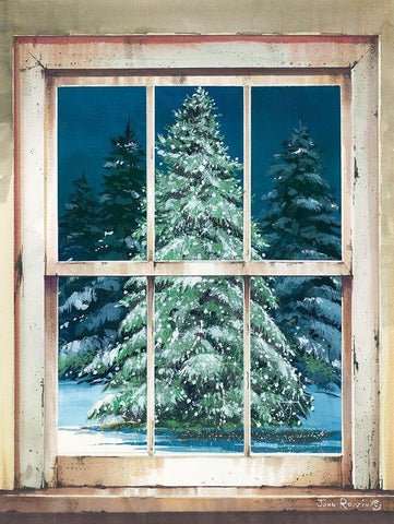 Holiday Window White Modern Wood Framed Art Print with Double Matting by Rossini, John