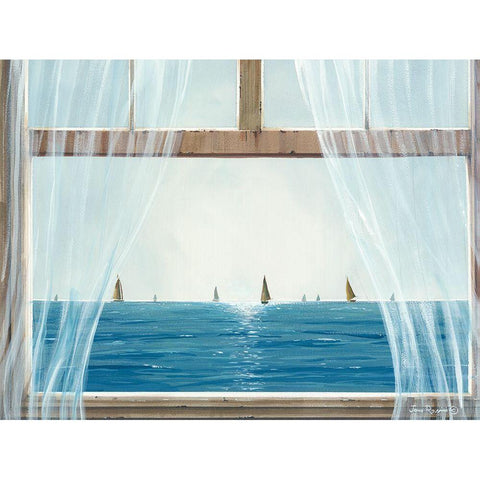 Ocean View White Modern Wood Framed Art Print by Rossini, John