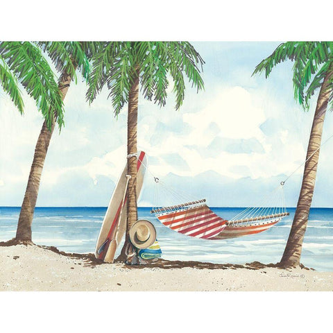 Under the Palms White Modern Wood Framed Art Print by Rossini, John