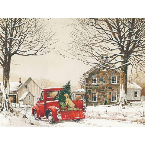 Tuckers First Christmas Black Modern Wood Framed Art Print with Double Matting by Rossini, John