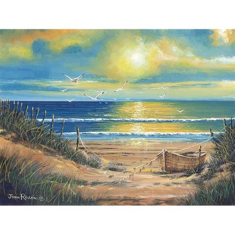 Tranquil Sunset White Modern Wood Framed Art Print by Rossini, John