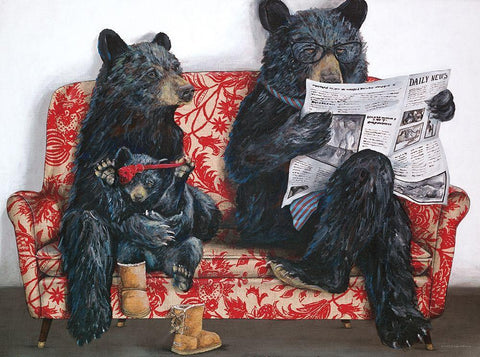 Bear-ly Present Black Ornate Wood Framed Art Print with Double Matting by Kamdon Kreations