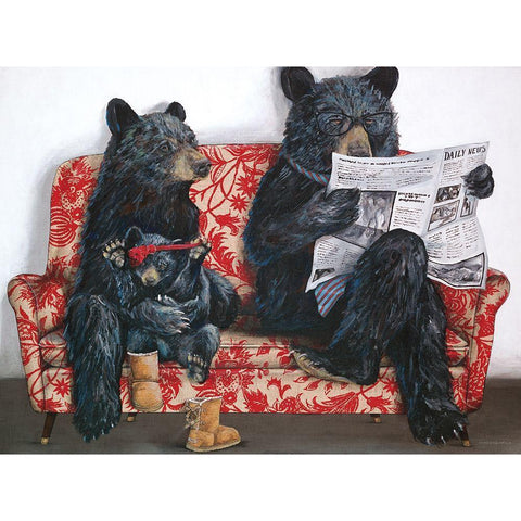 Bear-ly Present Black Modern Wood Framed Art Print with Double Matting by Kamdon Kreations