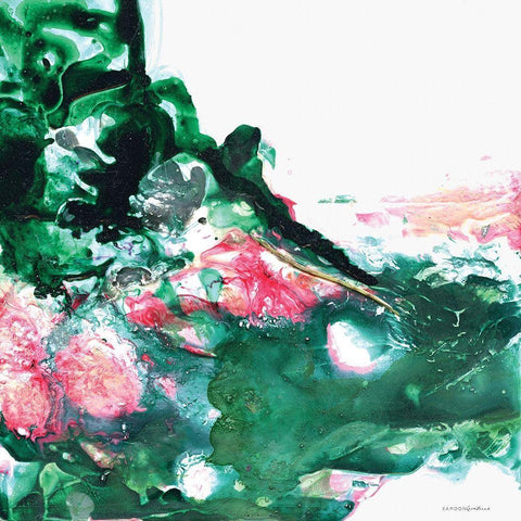 Petals 1 White Modern Wood Framed Art Print with Double Matting by Kamdon Kreations