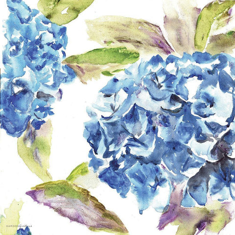 Hydrangea Black Ornate Wood Framed Art Print with Double Matting by Kamdon Kreations