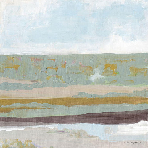 On the Horizon White Modern Wood Framed Art Print by Kamdon Kreations