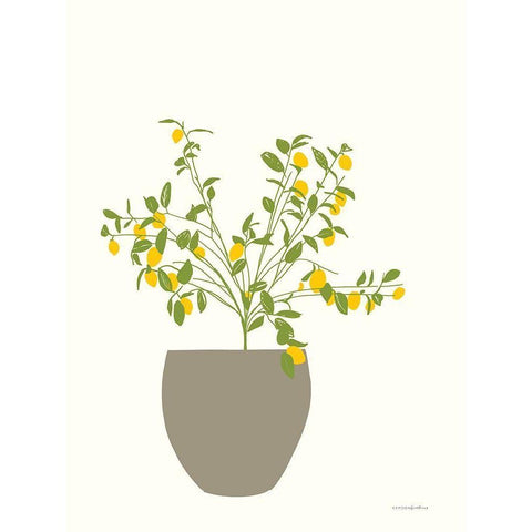 Lemon Tree Black Modern Wood Framed Art Print with Double Matting by Kamdon Kreations