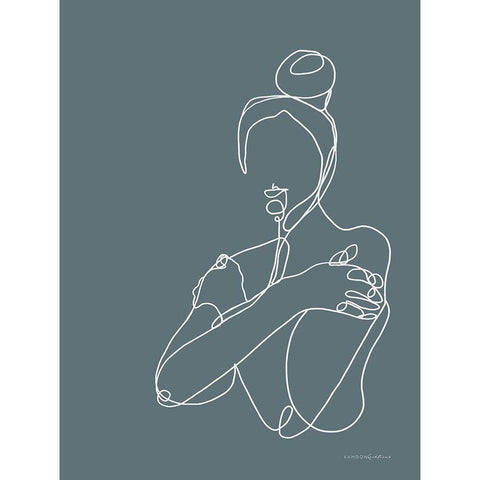 Messy Bun White Modern Wood Framed Art Print by Kamdon Kreations