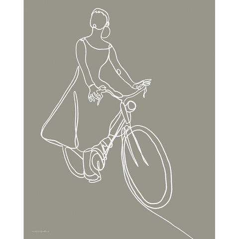 Audrey on a Bike White Modern Wood Framed Art Print by Kamdon Kreations