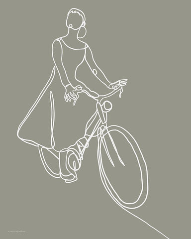 Audrey on a Bike White Modern Wood Framed Art Print with Double Matting by Kamdon Kreations