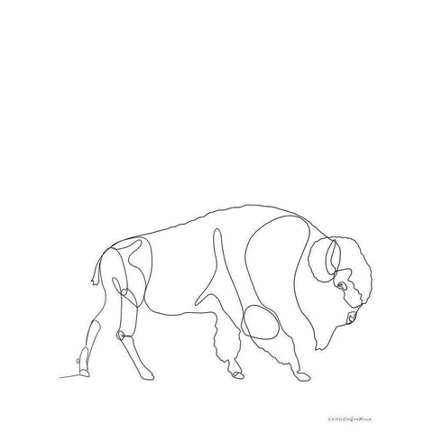 Bison Black Modern Wood Framed Art Print by Kamdon Kreations