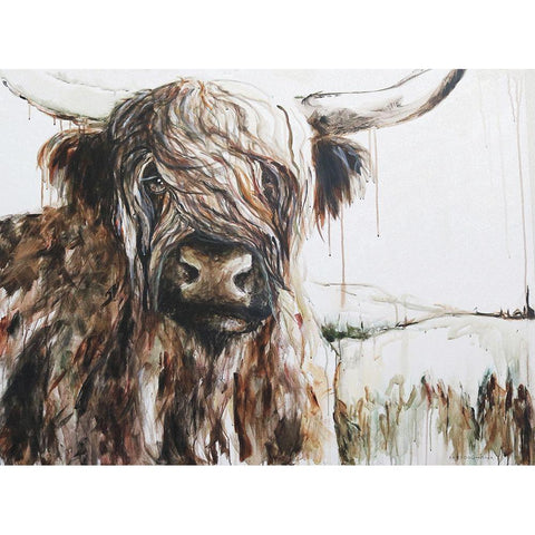 Highland in the Breeze Gold Ornate Wood Framed Art Print with Double Matting by Kamdon Kreations