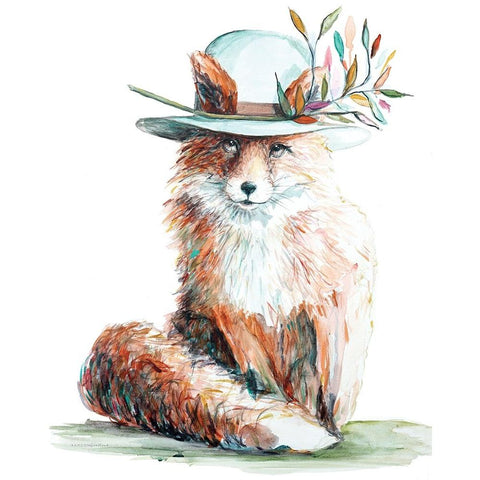 Enchanted Fox Black Modern Wood Framed Art Print with Double Matting by Kamdon Kreations