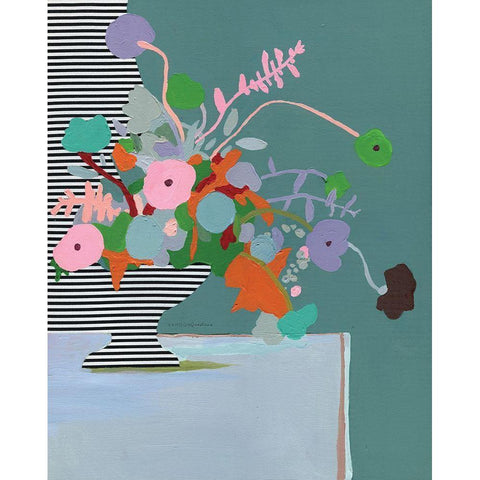 Wild Stripes White Modern Wood Framed Art Print by Kamdon Kreations