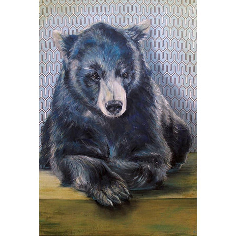 Black Bear Black Modern Wood Framed Art Print with Double Matting by Kamdon Kreations