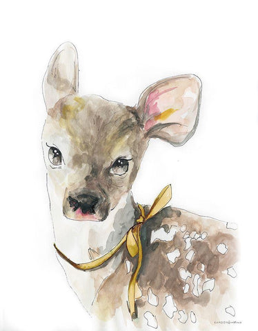 Marigold Doe White Modern Wood Framed Art Print with Double Matting by Kamdon Kreations