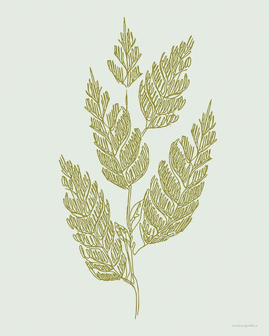 Spring Sprig White Modern Wood Framed Art Print with Double Matting by Kamdon Kreations