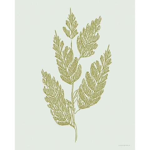 Spring Sprig Black Modern Wood Framed Art Print by Kamdon Kreations