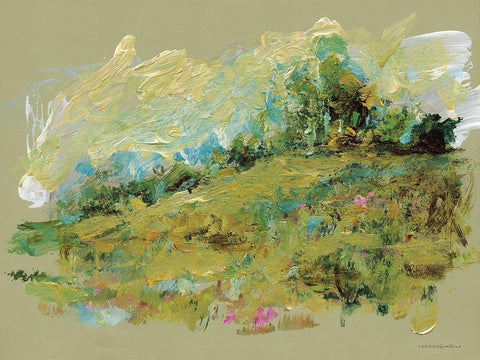 Spring Meadow White Modern Wood Framed Art Print with Double Matting by Kamdon Kreations