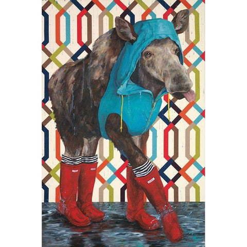 Prancing in the Rain   Black Modern Wood Framed Art Print with Double Matting by Kamdon Kreations