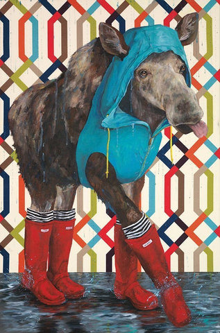 Prancing in the Rain   Black Ornate Wood Framed Art Print with Double Matting by Kamdon Kreations