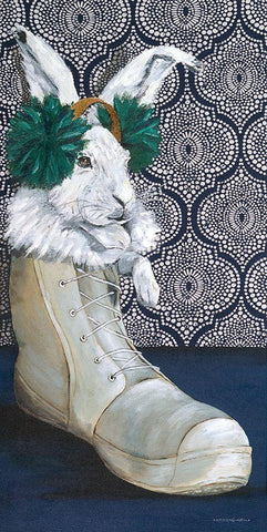 Bunny Boots 1 White Modern Wood Framed Art Print with Double Matting by Kamdon Kreations