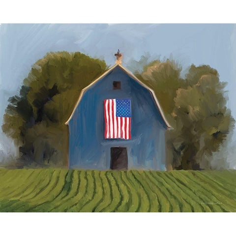 Land of the Free Barn    Gold Ornate Wood Framed Art Print with Double Matting by Kamdon Kreations