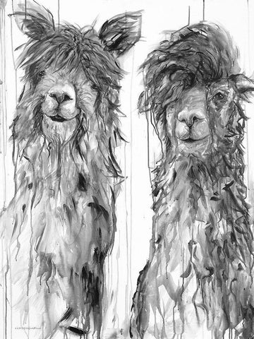 Alpaca a Comb White Modern Wood Framed Art Print with Double Matting by Kamdon Kreations