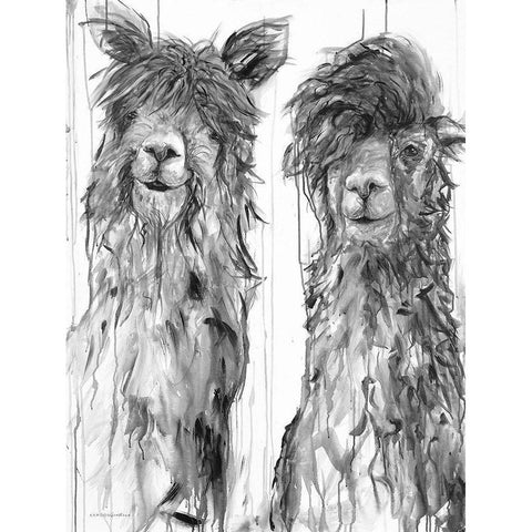 Alpaca a Comb Black Modern Wood Framed Art Print with Double Matting by Kamdon Kreations