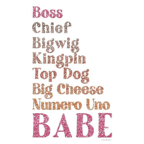 All the Ways to Say Boss Babe White Modern Wood Framed Art Print by Kamdon Kreations