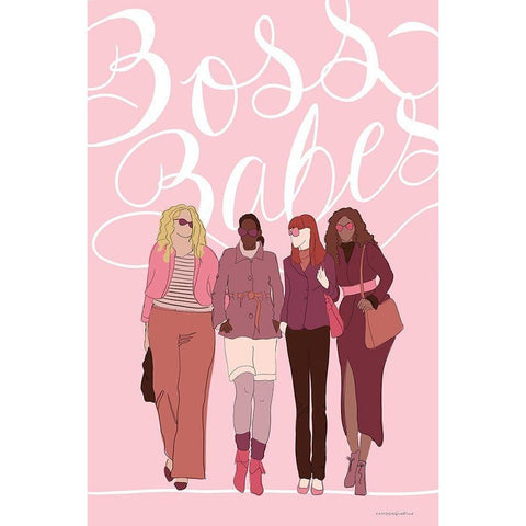 Boss Babes White Modern Wood Framed Art Print by Kamdon Kreations