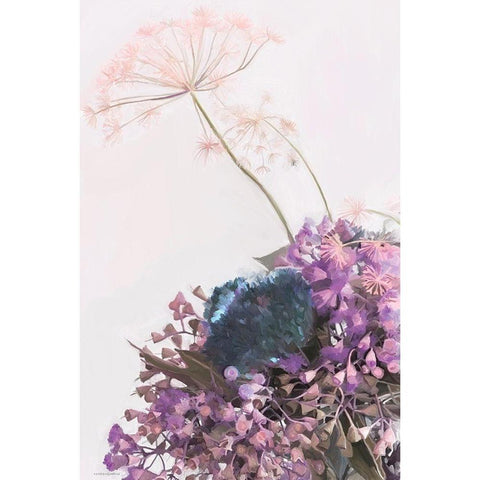 Pink Dandelion White Modern Wood Framed Art Print by Kamdon Kreations
