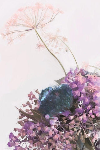 Pink Dandelion Black Ornate Wood Framed Art Print with Double Matting by Kamdon Kreations