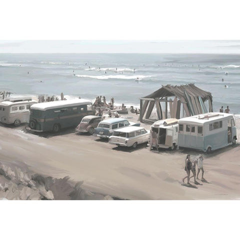 Catch the Wave White Modern Wood Framed Art Print by Kamdon Kreations