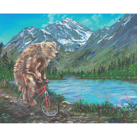 Mountain Biking Black Modern Wood Framed Art Print with Double Matting by Kamdon Kreations