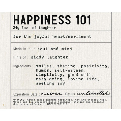 Happiness 101 Black Modern Wood Framed Art Print with Double Matting by Kamdon Kreations