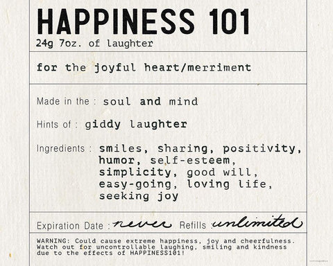 Happiness 101 White Modern Wood Framed Art Print with Double Matting by Kamdon Kreations