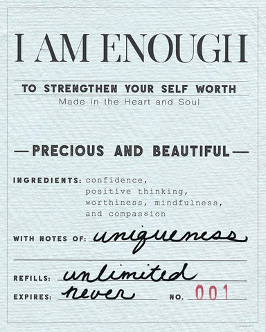 I Am Enough Black Ornate Wood Framed Art Print with Double Matting by Kamdon Kreations