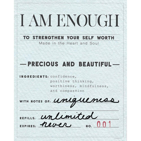 I Am Enough Gold Ornate Wood Framed Art Print with Double Matting by Kamdon Kreations