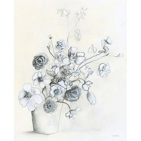 Sketch in the Potting Shed Black Modern Wood Framed Art Print with Double Matting by Kamdon Kreations