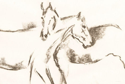 Filly Friends White Modern Wood Framed Art Print with Double Matting by Kamdon Kreations