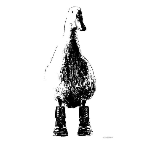 Duck in Docs Black Modern Wood Framed Art Print with Double Matting by Kamdon Kreations