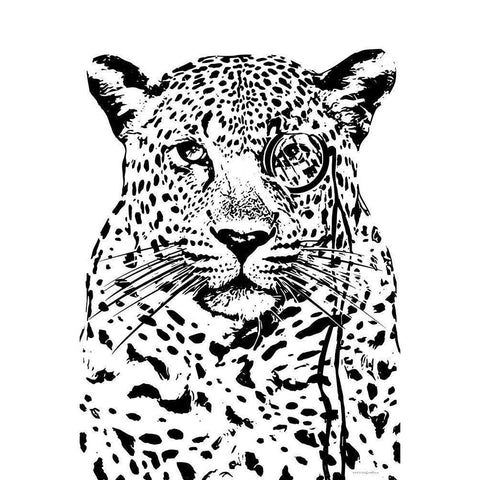 Cheeky Cheetah White Modern Wood Framed Art Print by Kamdon Kreations