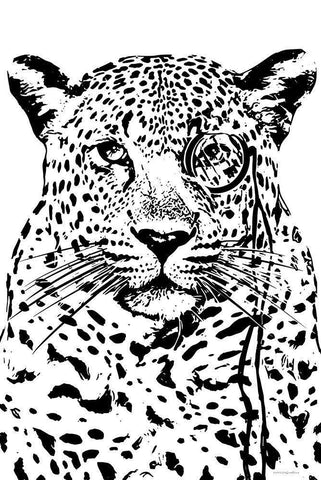 Cheeky Cheetah Black Ornate Wood Framed Art Print with Double Matting by Kamdon Kreations