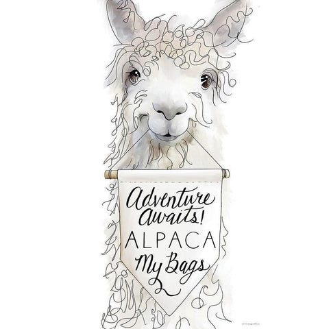 Alpaca My Bags Black Modern Wood Framed Art Print with Double Matting by Kamdon Kreations